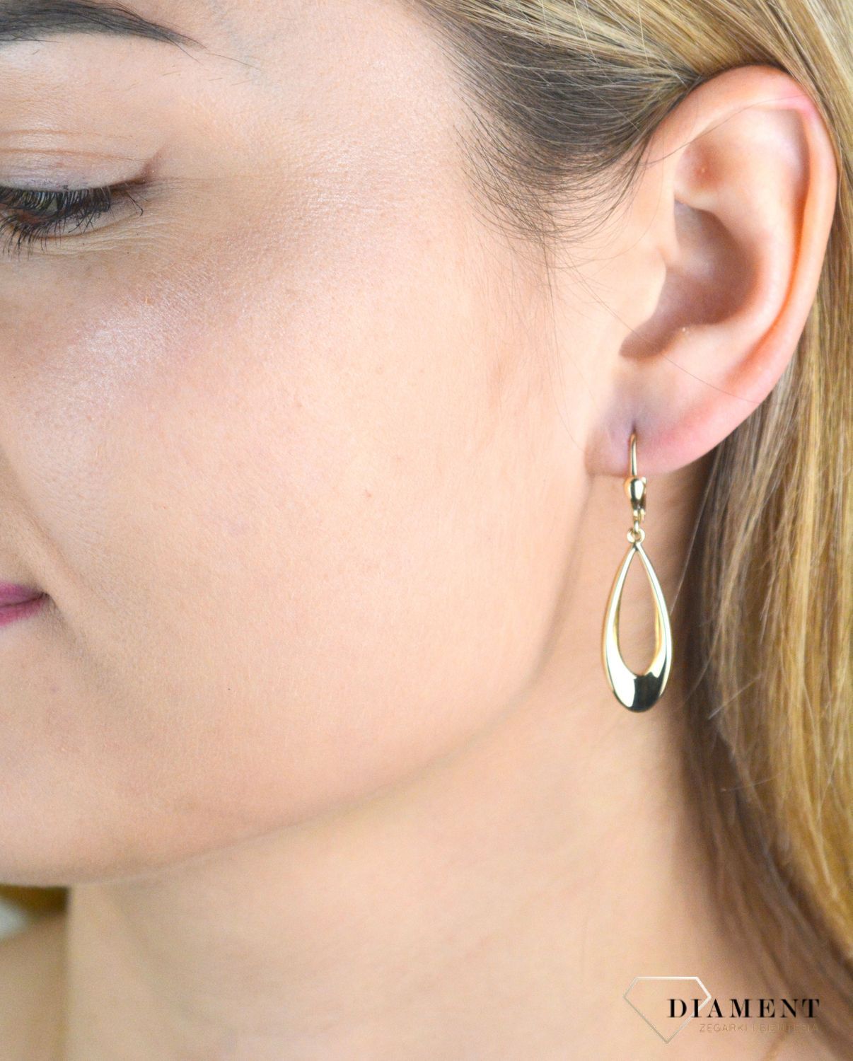 Złote kolczyki damskie 585 wiszące łezki KL 5465 375.jpg